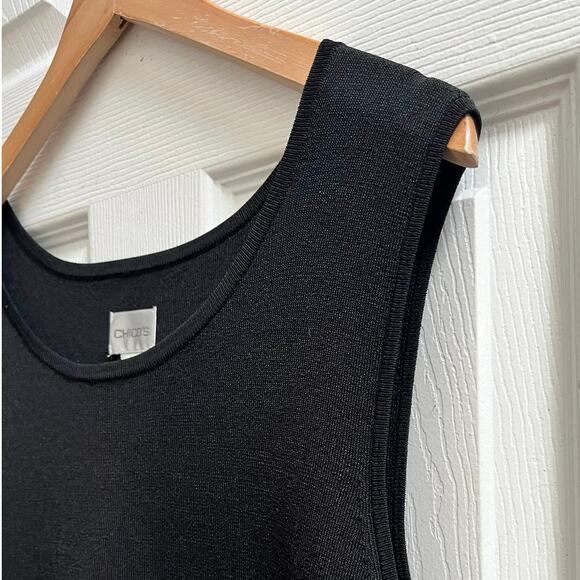 Chicos Black Knit Crew Neck Sleeveless Layering Shell Top XL Minimal Classic - Picture 5 of 9